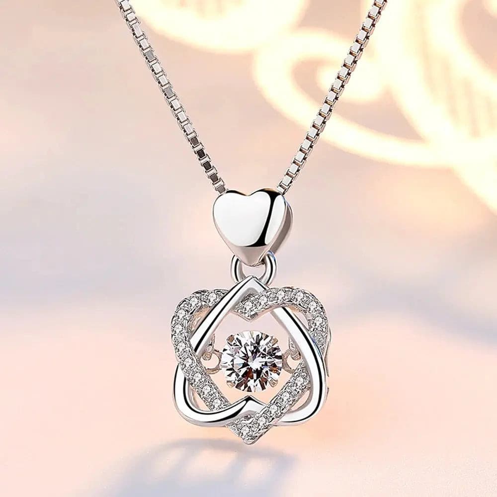 Colgante de doble corazón + Estuche con forma de Rosa de regalo - Moroveta