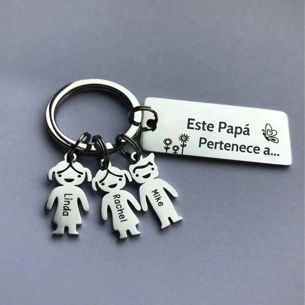 Llavero Papá con dijes infantiles personalizables