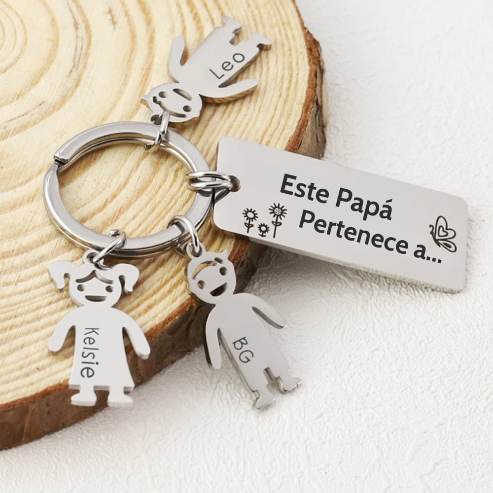 Llavero Papá con dijes infantiles personalizables