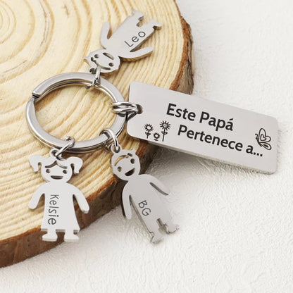 Llavero Papá con dijes infantiles personalizables