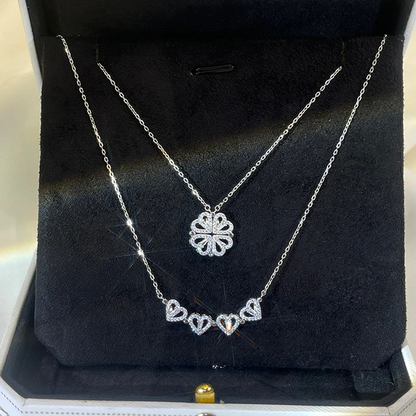 Collar en forma de corazón de cuatro hojas (caja de regalo rosa incluida)