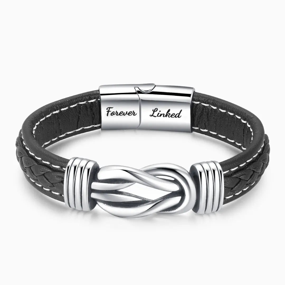 "Mother and Daughter Forever Linked Together" Braided Leather Bracelet - Moroveta