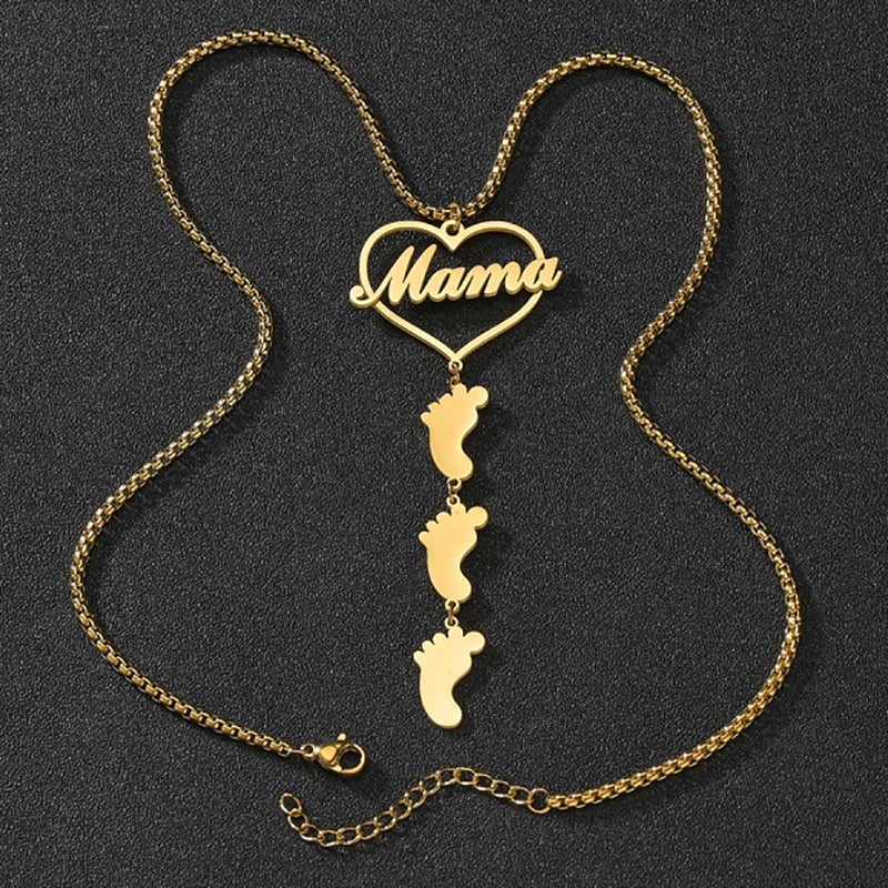 Collar Mamá con Pies de Bebé personalizables